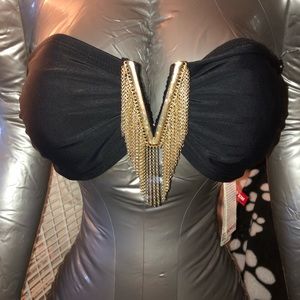 Vintage Bongo Black Strapless Bikini Top Size Large Juniors.